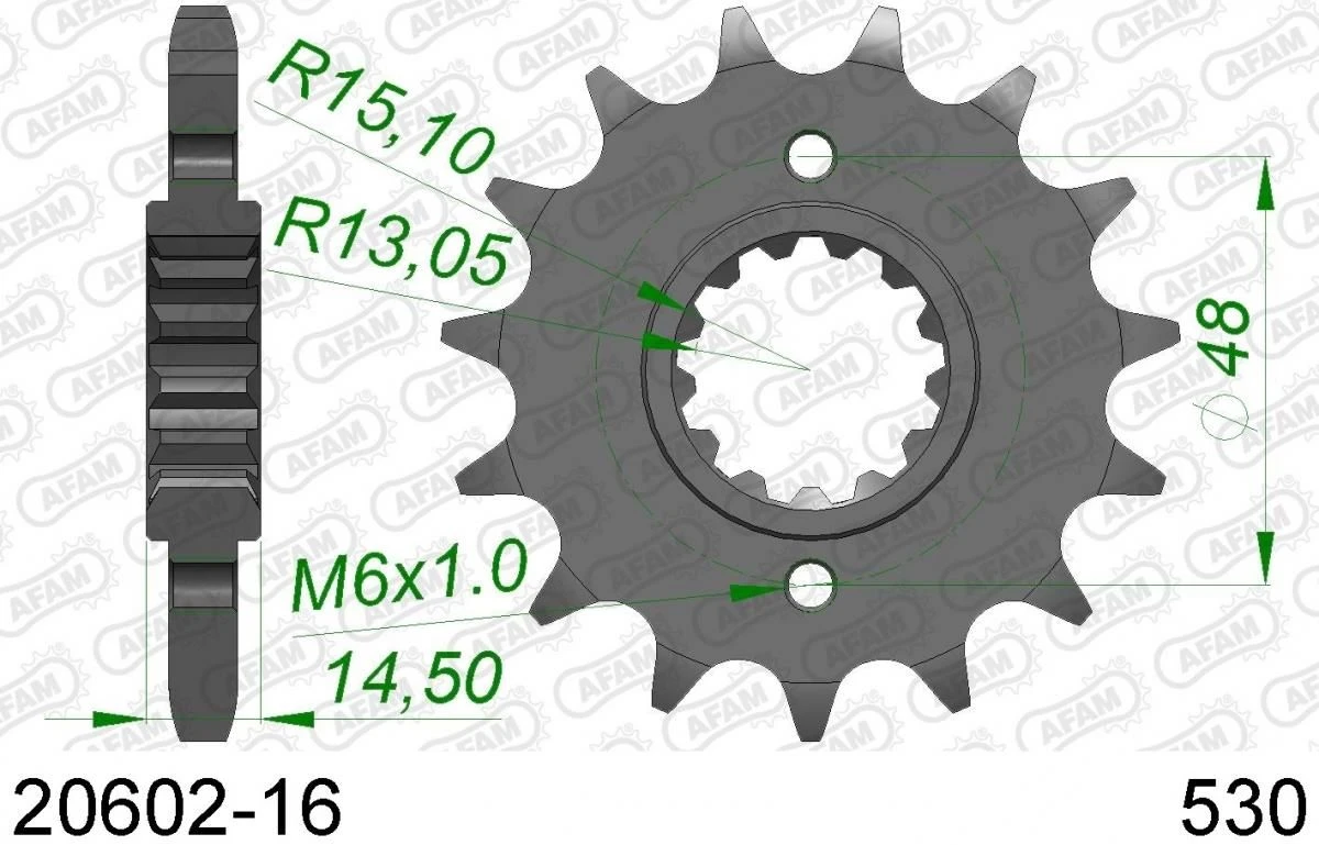 AFAM Tandwiel Voorzijde 16T - 530 3 AFAM Tandwiel Voorzijde 16T - 530